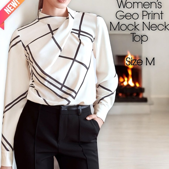 NWT Women's Geometric-Print Blouse - Picture 16 of 16